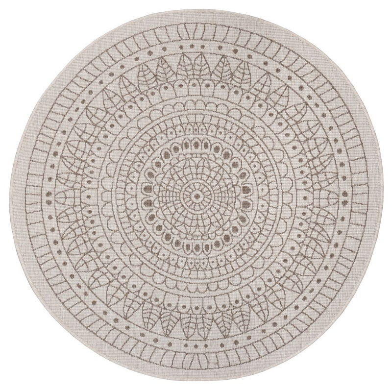 Porto Grey/Cream Reversible Rug, Round 100cm