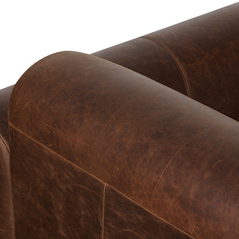 Brescia 92" Full-Grain Genuine Italian Leather Sofa in Chocolate Brown