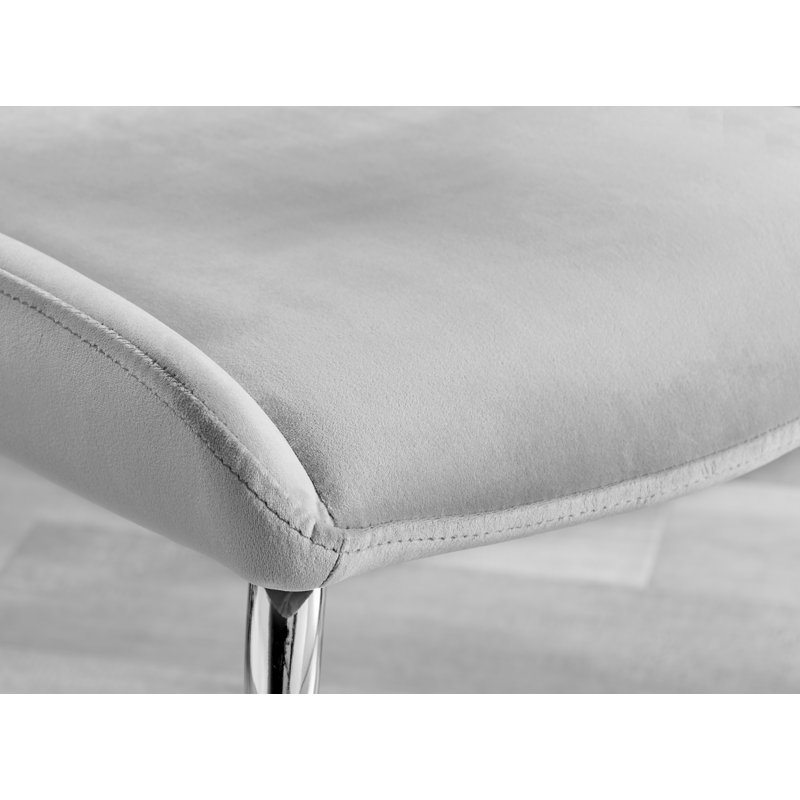 Tierra Glass And Chrome Dining Table with 4 Luxury Velvet Dining Chairs, 6, Light Grey/Silver