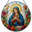 Panneau de vitrail de la Vierge Marie - H 12 po-158599202