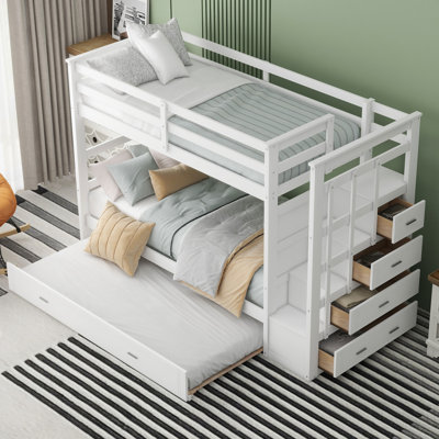 Bunk Bed With Trundle And Staircase,