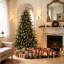 Sapin artificiel complet pré-éclairé, feuillage en polyuréthane mélangé polyuréthane, décoration intérieure festive douillette
