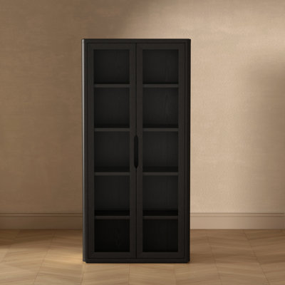 Bibliothèque moderne à 5 tablettes H 79 "x l 38" avec portes en verre Rivington