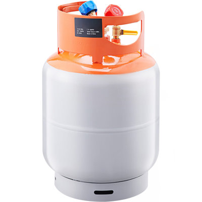 Refrigerant Recovery Tank, 50 LBS Capacity, 400 psi Portable Cylinder Tank with Y-Valve for Liquid/Vapor, High-sealing Recovery Can for R22/R134A/R410A, Orange+Gray