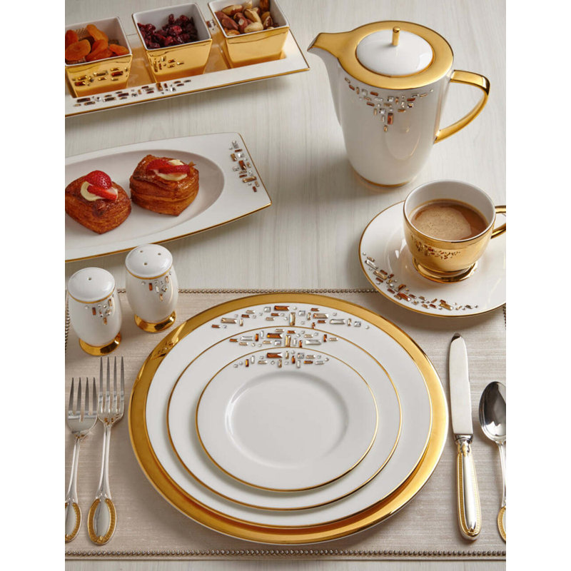 Diana Gold Bone China Platter, 1.5" H x 12" L x 9" W