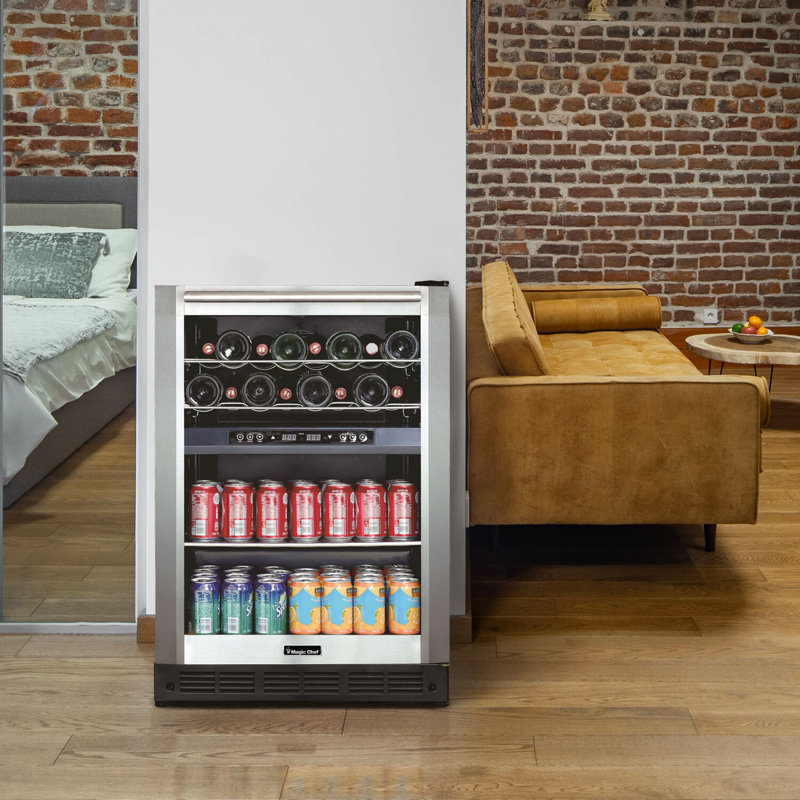 Magic Chef 24'' Stainless Steel Dual-Zone Wine and Beverage Cooler