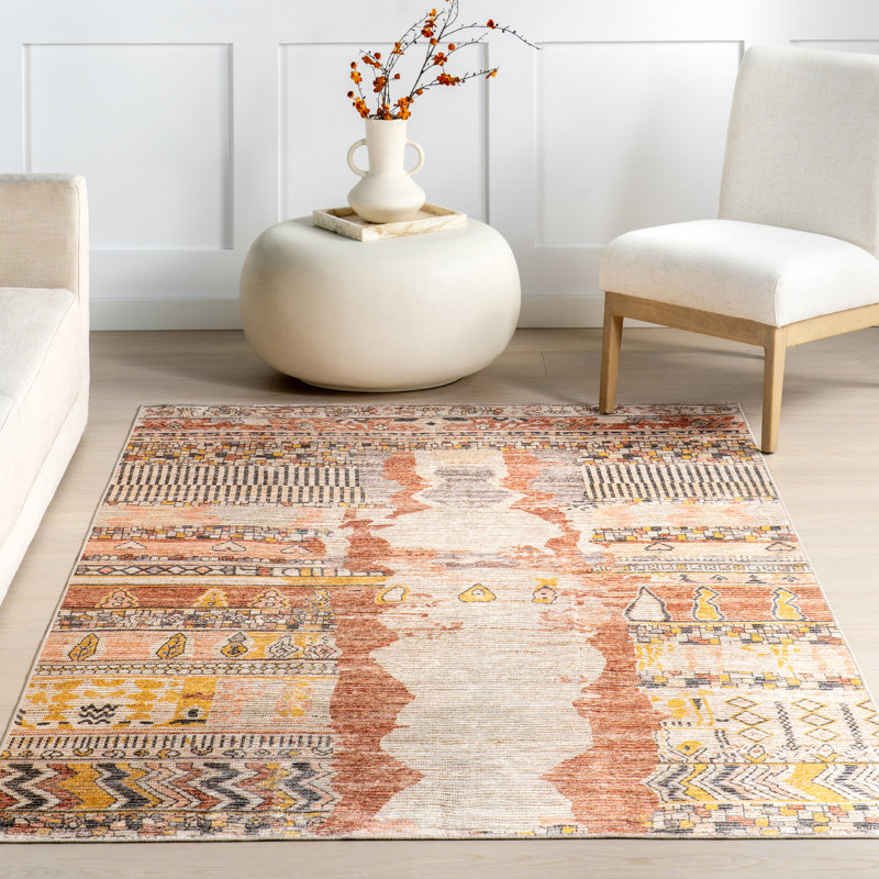 Tapis abstrait lavable à la machine Kallie, Rectangle de 5 pi x 8 pi
