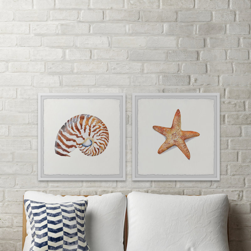 Starry Shell - 2 Piece Single Picture Frame Painting, 61cm H x 122cm W x 3.81cm D