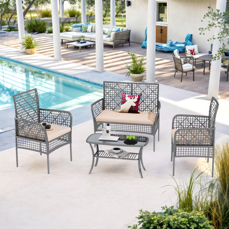 Ensemble de meubles de jardin 4 pièces, Beige