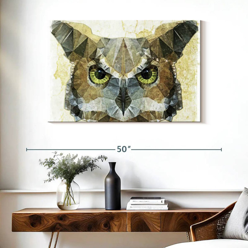 Hibou abstrait Brampt, H 26 po x l 39 po