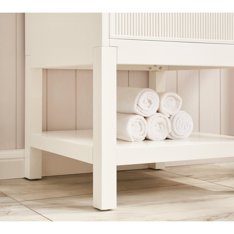 Meuble-lavabo de salle de bain blanc préassemblé en bois massif de 51 cm (20 po), lavabo en céramique intégrée, tablette réglable, pieds amovibles, fixation sur porte, idéal pour les petits espaces, profondeur 52 cm (20,47 po), largeur 48 cm (18,72 po).