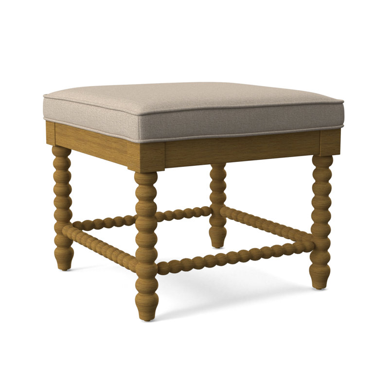 Lind Island Upholstered Bench, Frond Blue; 0448-64, Honey Finish