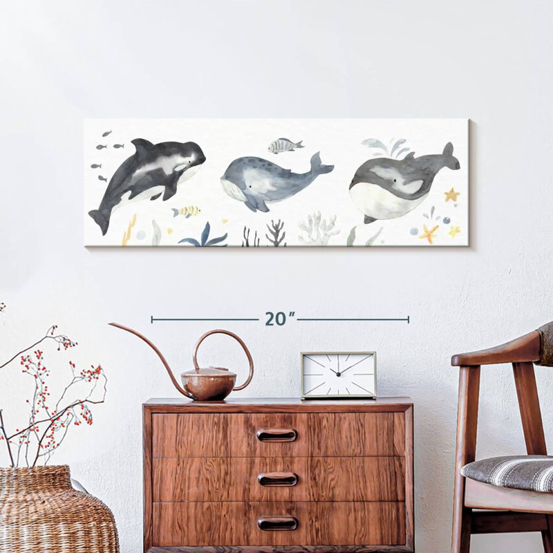 " Nursery Whales " by IvaCuddlyMural, 10" H x 30" W x 1.25" D