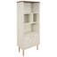 Bibliothèque Mid-Century moderne à 5 tablettes avec armoire de rangement, latte