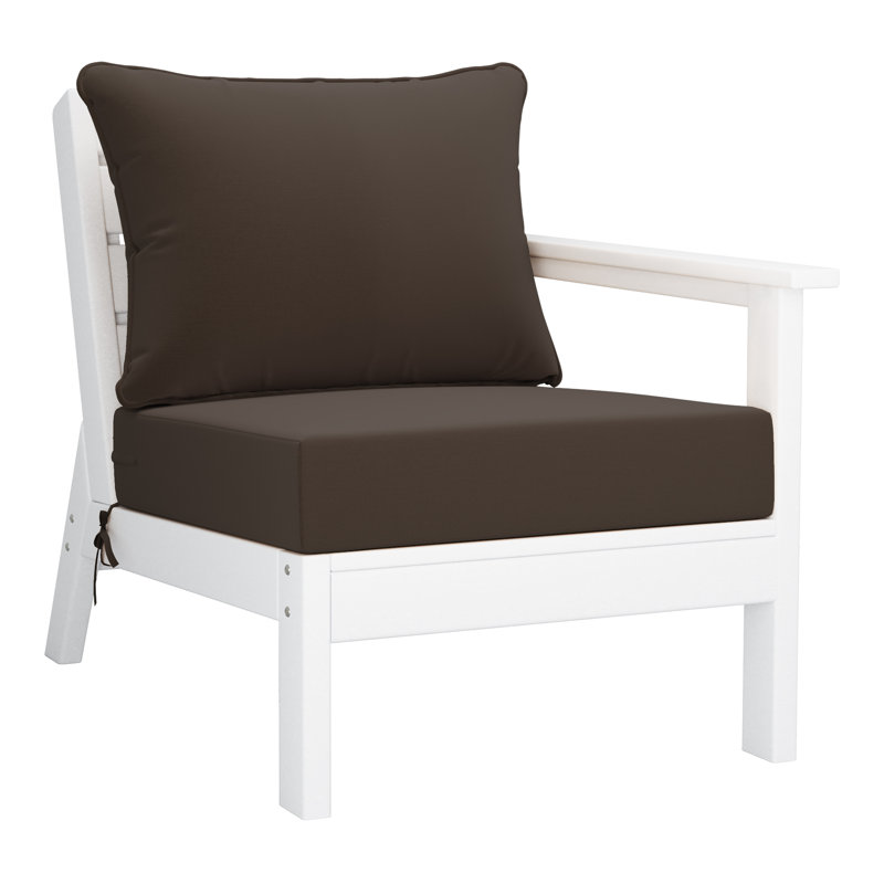 Fauteuil à assise profonde avec coussins profonds, Brun, Blanc