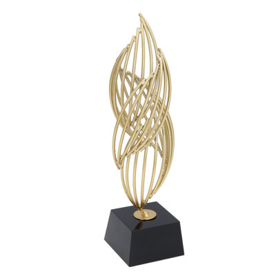 Statue décorative abstraite en métal avec base de luxe pour art moderne