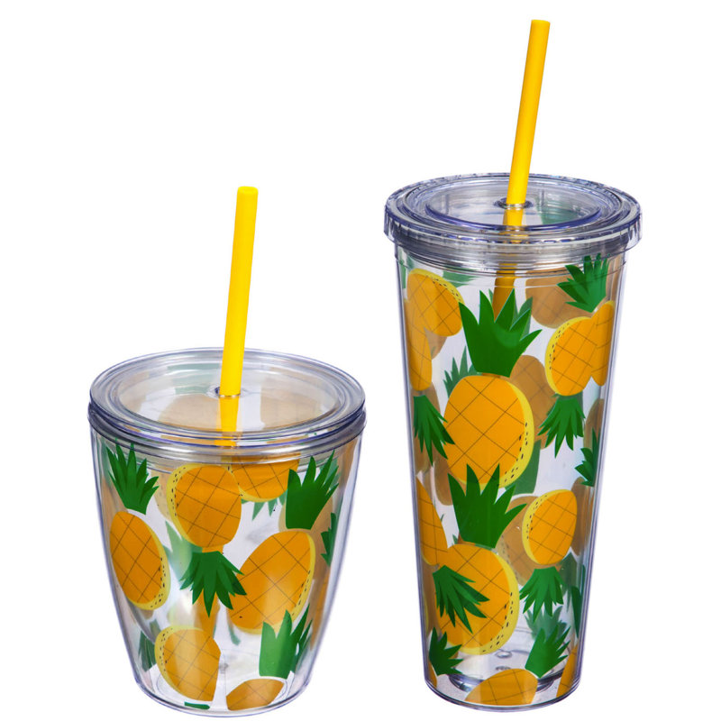 Culbuteur de voyage d’ananas avec paille