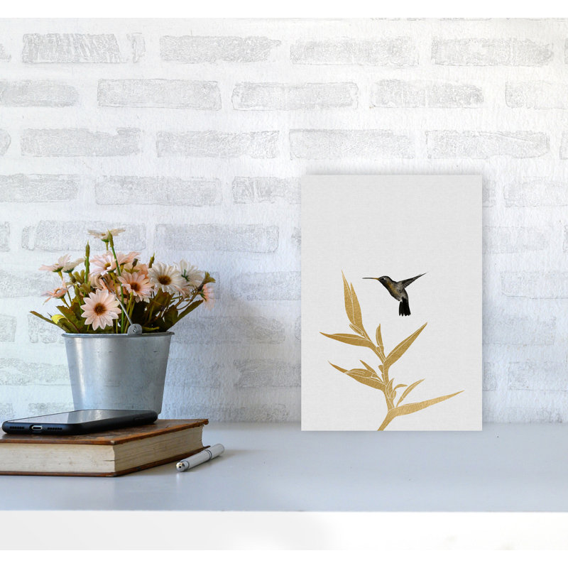 Hummingbird & Flower II - Print, 59.4cm H x 42cm W x 4cm D, Wrapped Canvas