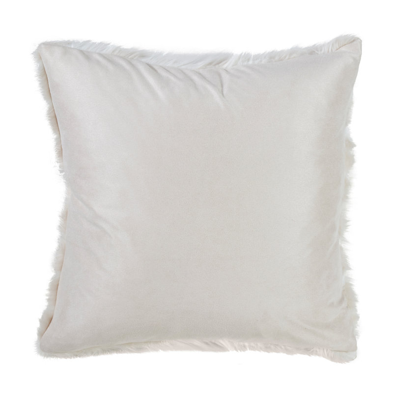  Faux Fur Decorative Throw Pillow, Ivory