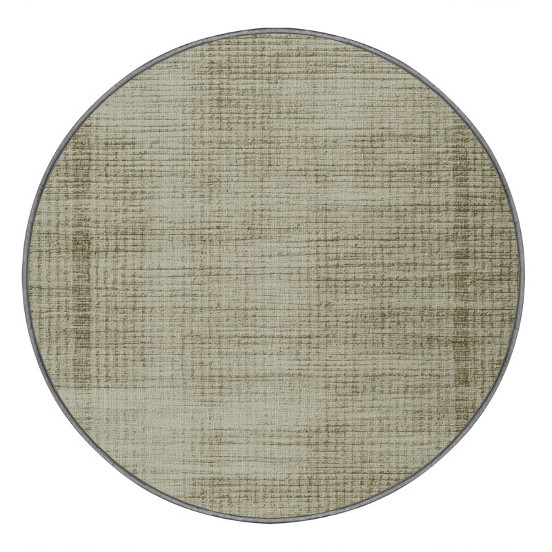 Machine Washable Abstract Gray Area Rug, Round 7'