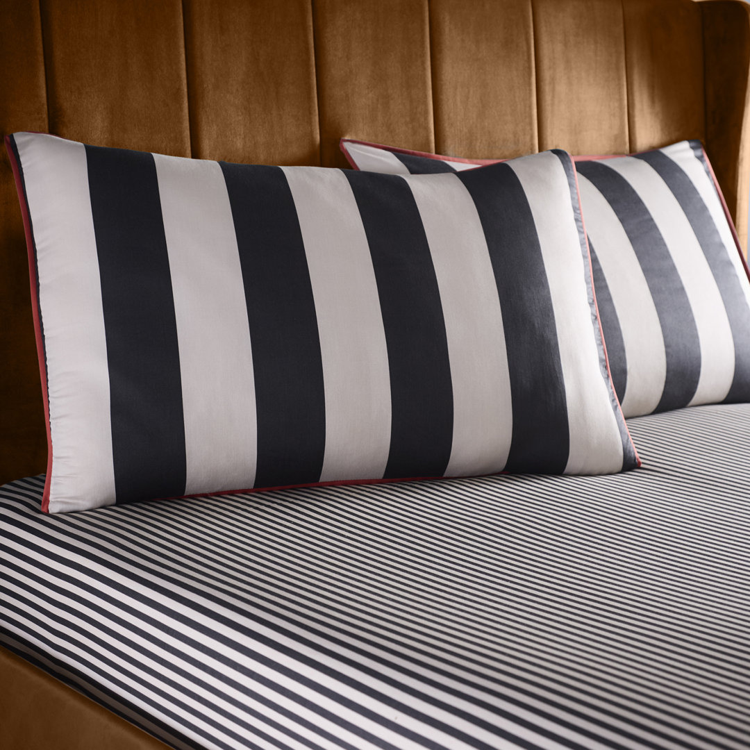 Laurence Llewelyn-Bowen Black 'Festivo Circus Stripe' 100% Cotton Fitted Bed Sheet In | : Double - Image 3