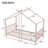 Twin Size Metal House Platform Bed, Pink-1631361632