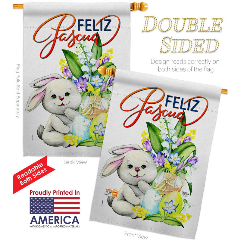 Drapeau de jardin en polyester pour Pâques, H 40 po x l 28 po
