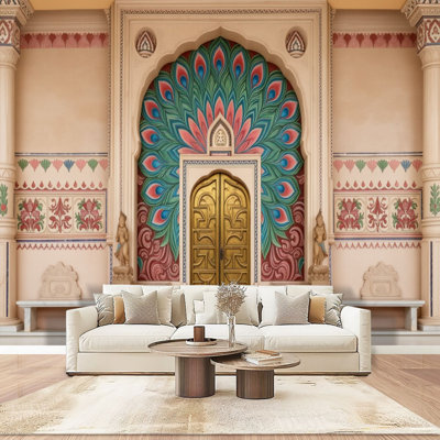 Peel and Stick Wallpaper Wall Mural indian painted door jaipur indian door pictures royalty Wall Art Self Adhesive and Removable