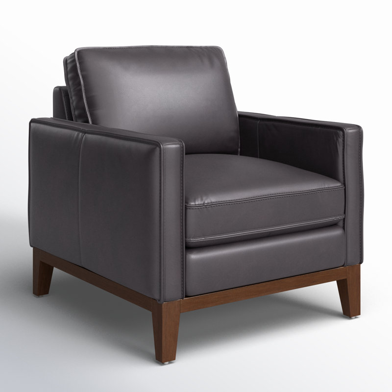 Cascades Leather Armchair, Gravel Genuine Leather
