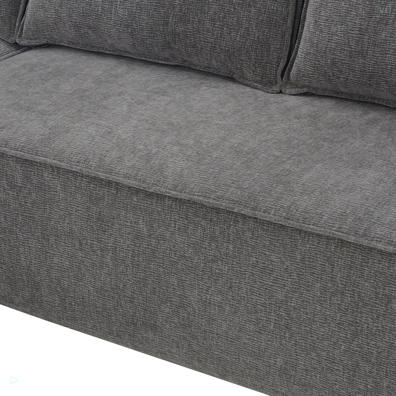 Canapé modulaire en L en chenille, Gris chenille