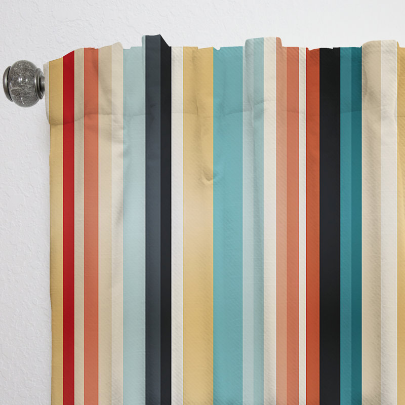 Rideau obscurcissant rayé rose et bleu Nostalgia - 1 panneaux, L 52 po x L 95 po