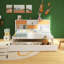 Lit de jour simple en bois avec lit gigogne et bibliothèque pour petite pièce, chambre à coucher, chambre d'amis