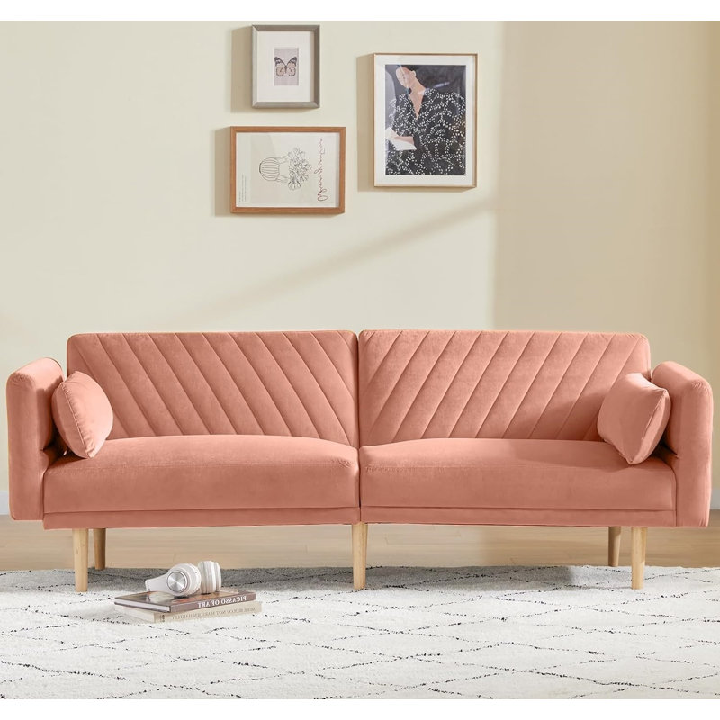 Canapé-lit futon en tissu 78 po, canapé, canapé, Rose clair