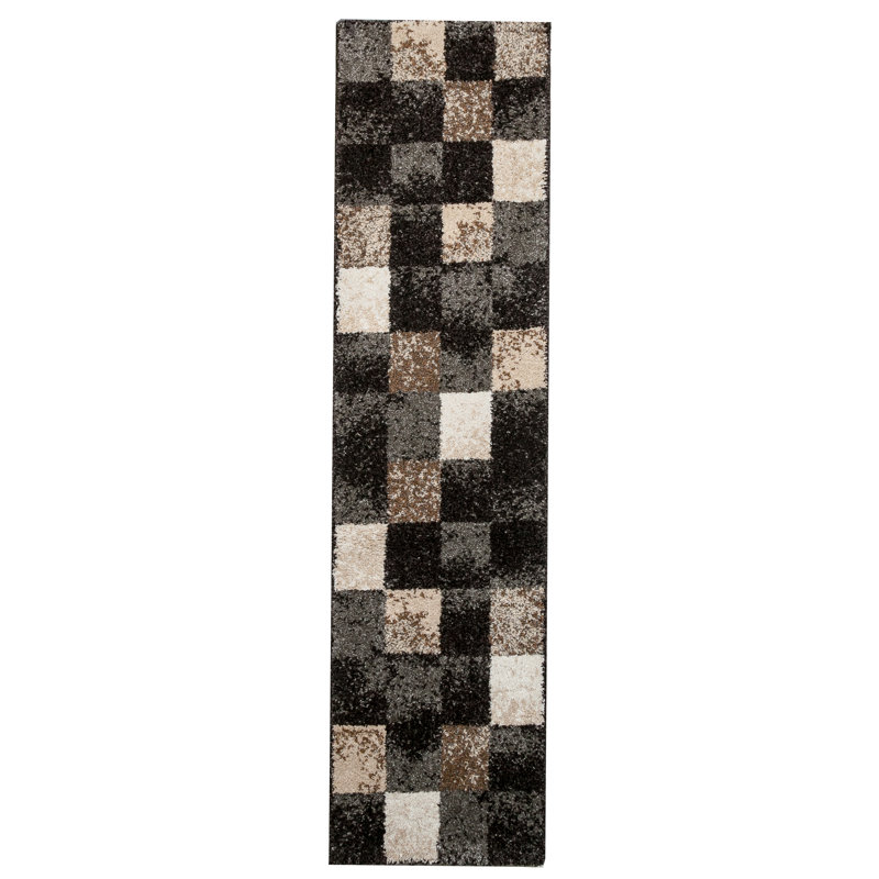 Risher Geometric Shag Area Rug, Runner 60 x 230cm