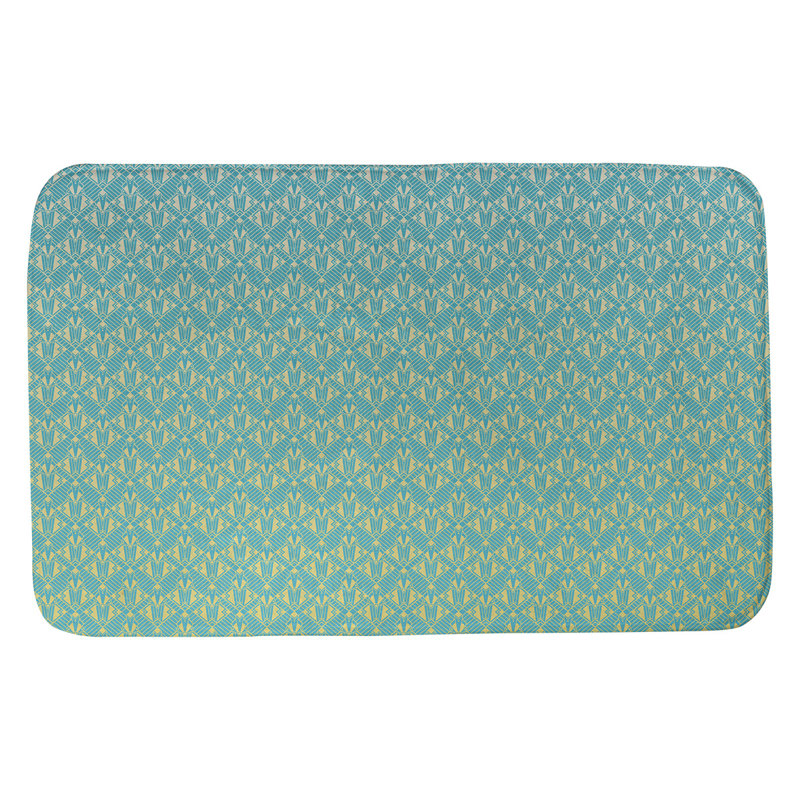 Tapis de salle de bain déco Leffel, l 21 po x L 34 po, Bleu / Jaune
