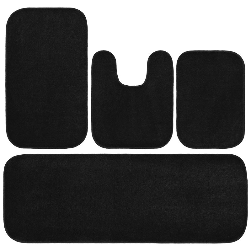 Heffingen Non-Slip Bath Rug, Black Solid