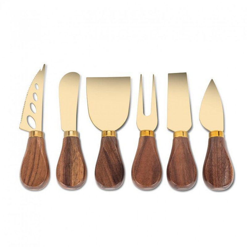 Set Of 6 Walnut Handled Cheese Tools