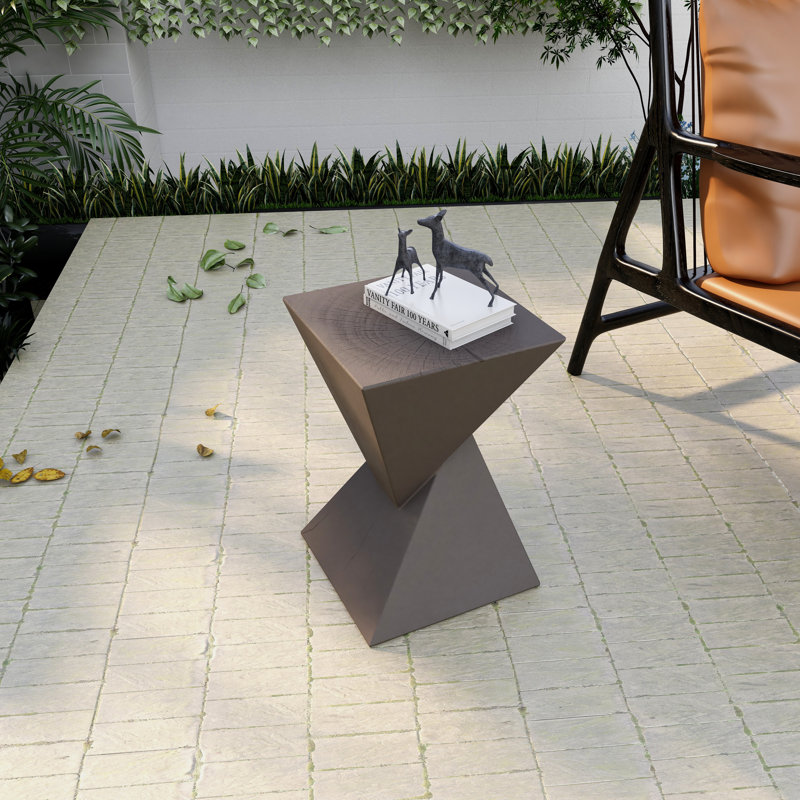 Table d'appoint Analu Modern Fiberstone avec piédestal torsadé, Gris