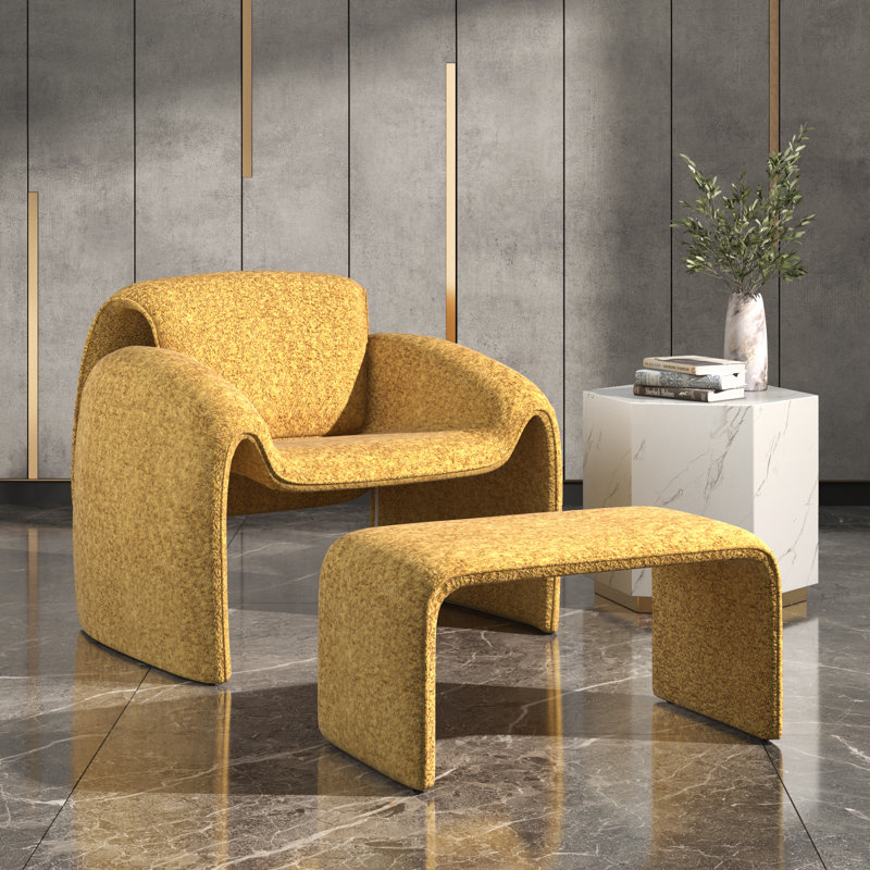 Fauteuil d'appoint avec repose-pieds Gainsborough, Jaune moutarde