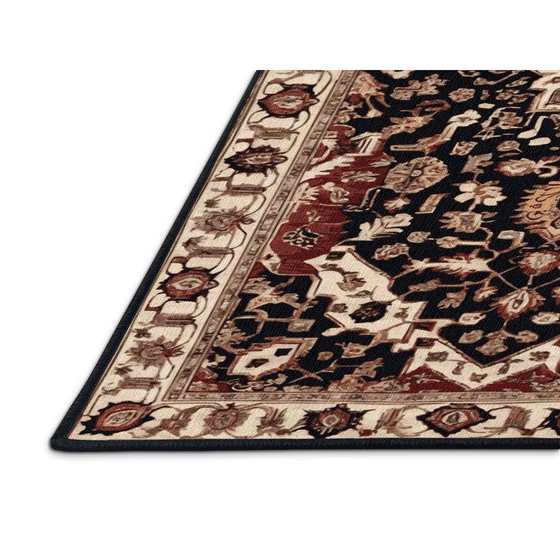 Tapis brun lavable à la machine, Rond 6 pi