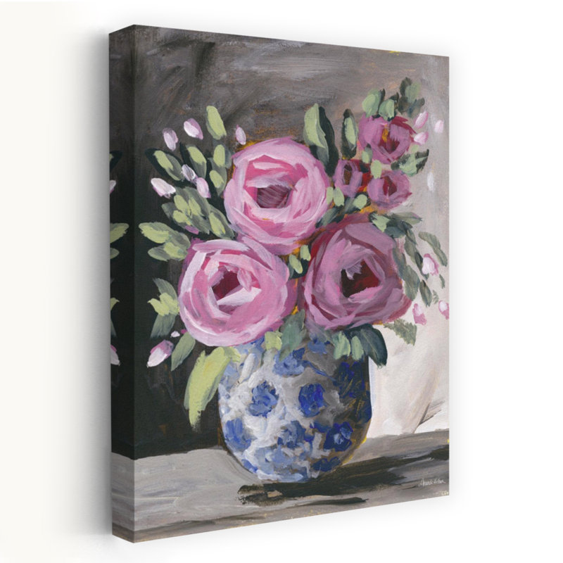 Ginger Jar Floral I, art floral abstrait contemporain, H 48 po x l 32 po