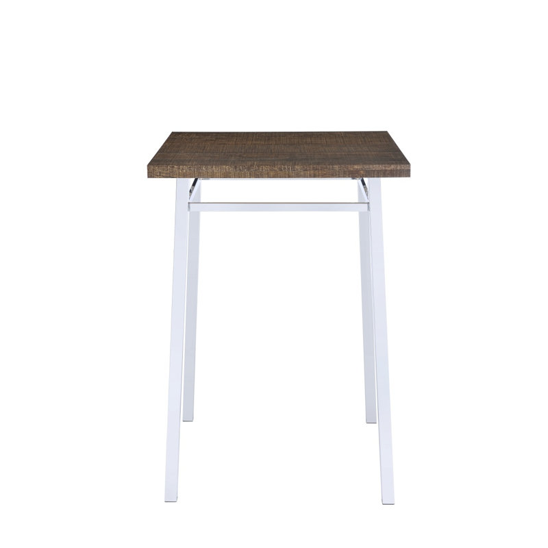 Table de bar carrée en chêne et en chrome