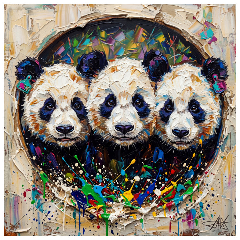 Coussins décoratifs Three Panda Portrait, 14 x 14 inches