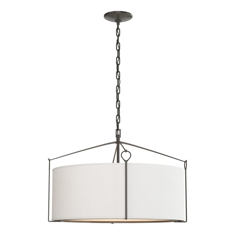 Bow 4 - Light Drum Chandelier, 15.8" H x 23.8" W x 23.8" D, Dark Smoke, Natural Anna