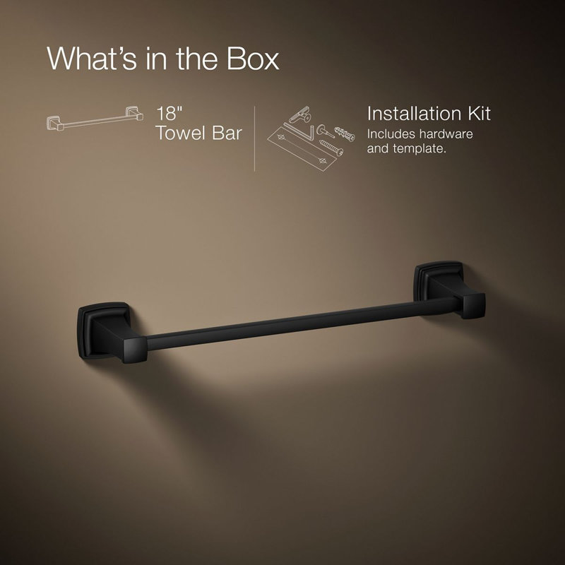 Riff Wall Mounted Towel Bar, Matte Black, 18"W