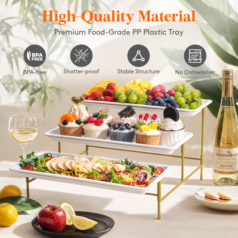 East Urban Home Plastic Divided Serving Dish, Gold