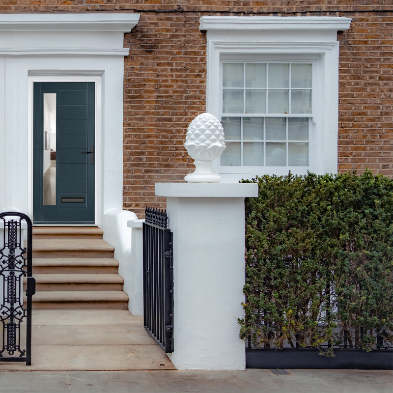Crystal GRP Front door Monza Right Slate Grey 920mm x 2090mm Open in Right hand Clear Glass, Left, Anthracite Grey