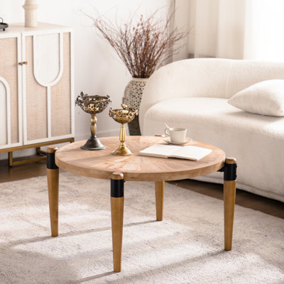 Table basse ronde en bois de style moderne, idéale pour les petits espaces et les intérieurs contemporains. Facile à nettoyer. Hauteur de l'emballage : 16 cm. Largeur : 92 cm.