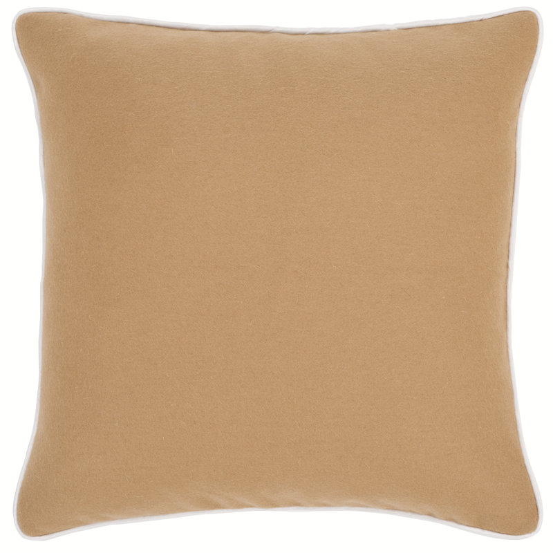 Alaia 18 X 18 Wool Pillow, Camel/Ivory
