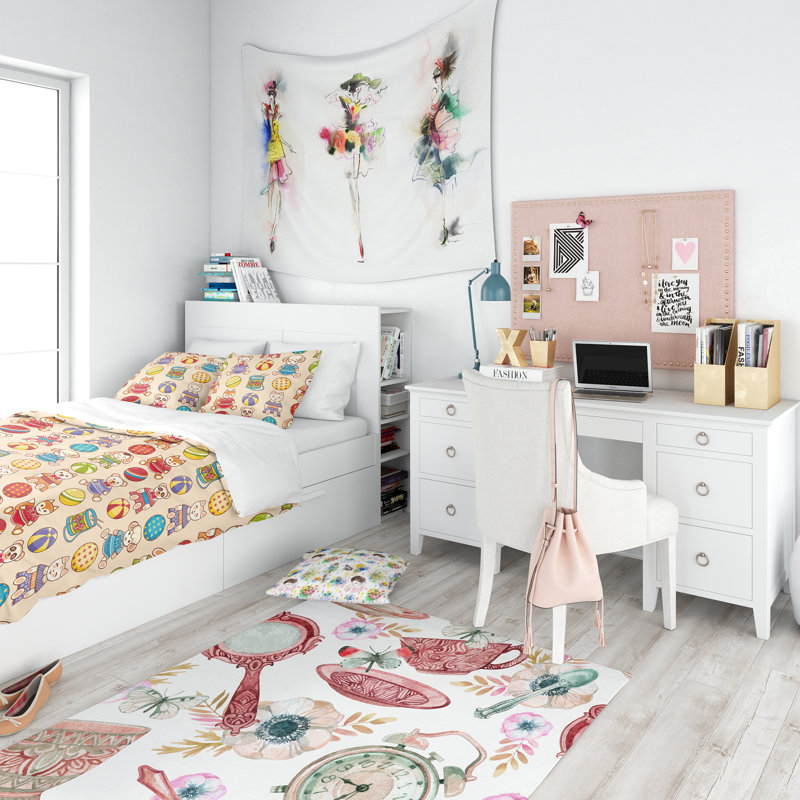 Ensemble de housse de couette en microfibre rouge / beige / bleu, Housse de couette très grand + 2 taies décoratives